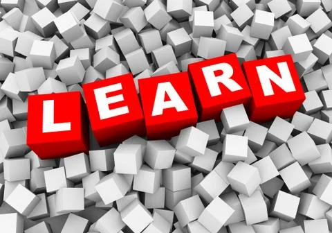 3d abstract cubes boxes background - learn Stock Illustration