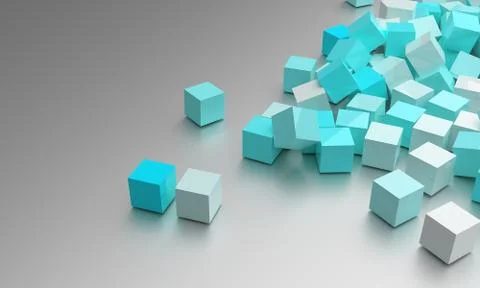 3d abstract cubes boxes background - 3d Rendering Stock Illustration