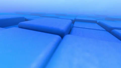 3D Abstract cubes. Geometric mosaic waves pattern. Construction of hills land Stock Footage 153118183