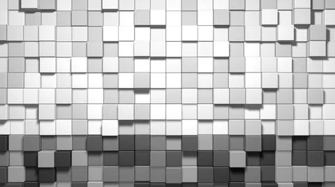 3D Abstract cubes. Geometric mosaic waves pattern. Construction of hills land Stock Illustration