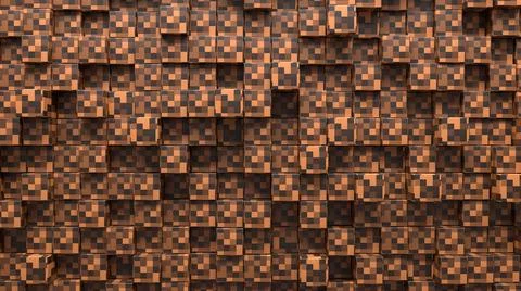 3D Abstract cubes. Geometric mosaic waves pattern. Construction of hills land 스톡 일러스트