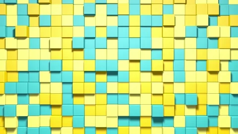 3D Abstract cubes loop. Isometric geometric mosaic waves pattern. Constructio Video stock 153118314