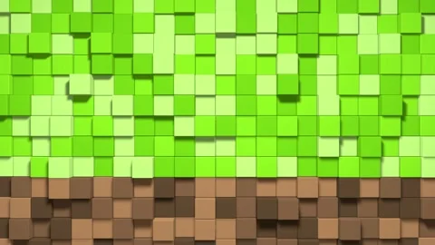 3D Abstract cubes loop. Video game isometric geometric mosaic waves pattern Video stock 130352243