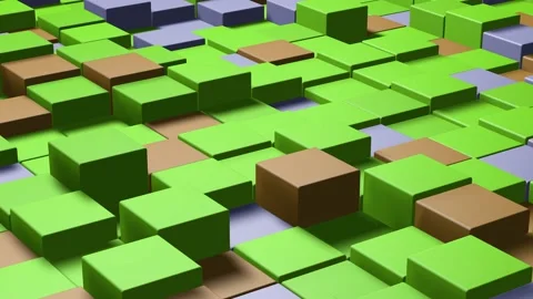 3D Abstract cubes loop. Video game isometric geometric mosaic waves pattern.  Video stock 134744888