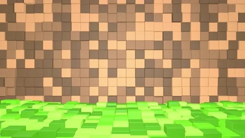 3D Abstract cubes. Video game geometric mosaic waves pattern. Construction of Stock Footage 153118302