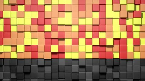 3D Abstract cubes. Video game geometric mosaic waves pattern. Construction of Stock Illustration