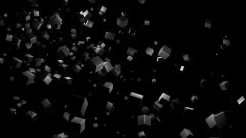 3d abstract dark geometric background with gray cubes flash with multicolor neon Stock Footage 146883054