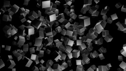 3d abstract dark geometric background with gray cubes flash with multicolor neon Stock Footage 147950619