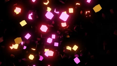 3d abstract dark geometric background with gray cubes flash with multicolor neon Stock Footage 164930406