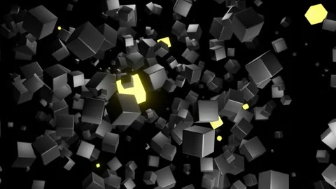 3d abstract dark geometric background with gray cubes flash with multicolor neon Stock Footage 271338340
