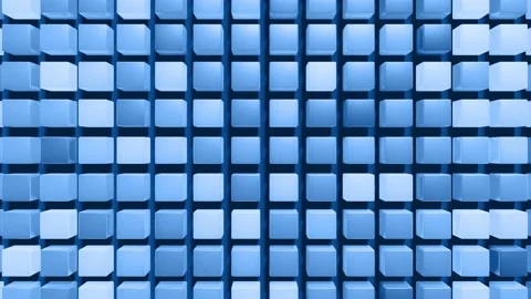 3d abstract dark geometric bg with gray cubes flash with blue neon light in 4k Stock Footage 154040452