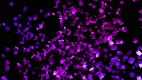 3d abstract dark geometric bg with blue red cubes flash with neon light randomly Stock Footage 160691048