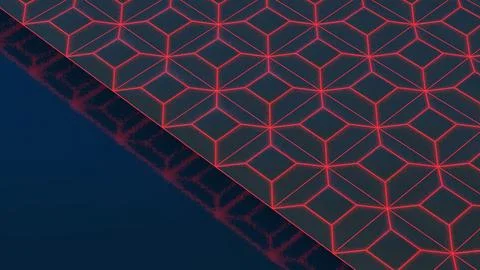 3d abstract design featuring red geometric neon lines forming a hexagonal p.. Stock Illustration