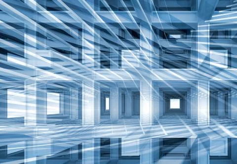3d abstract, digital background with blue braced construction 스톡 일러스트