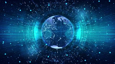 3d Abstract - Digital Earth Spinning And Glowing Video stock 143893077