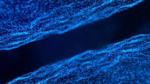3D abstract digital technology animated blue light particles on blue backgr.. Stock Illustration