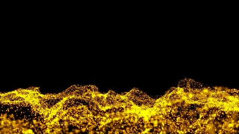 3D abstract digital technology animated yellow-orange light particles on bl.. 스톡 일러스트