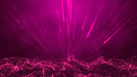 3D abstract digital technology animated pink light particles on pink backgr.. 스톡 일러스트
