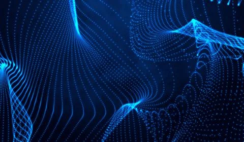 3D abstract digital technology blue light particles on blue gradient backgr.. Stock Illustration