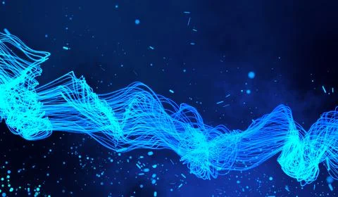 3D abstract digital technology blue light on blue gradient background. Stock Illustration