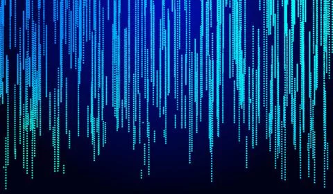 3D abstract digital technology blue light particles wave on blue background. Stock Illustration