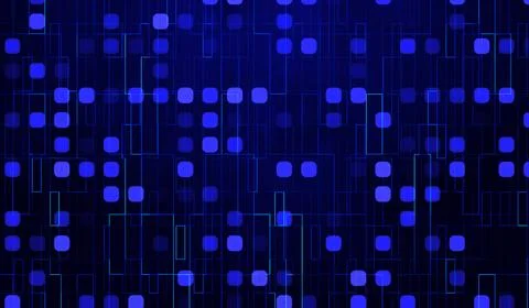 3D abstract digital technology blue light particles on blue background. Illustrazione stock