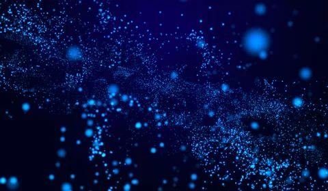 3D abstract digital technology blue particles network on blue background. Stock Illustration