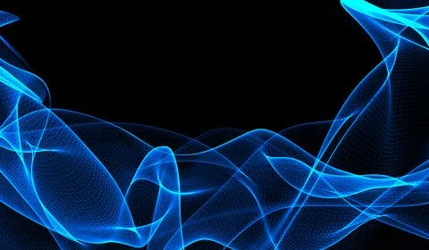 3D abstract digital technology blue particles network wave  on black backgr.. Stock Illustration