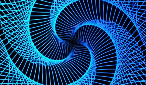 3D abstract digital technology blue network on black background. Stock Illustration