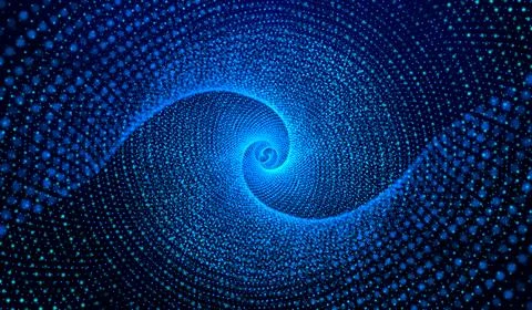 3D abstract digital technology blue particles network on blue background. Stock Illustration