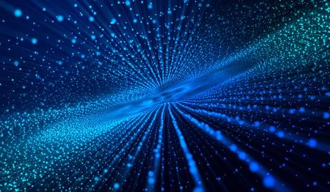 3D abstract digital technology blue particles network on blue background. Stock Illustration