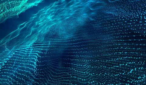 3D abstract digital technology blue particles network on blue background. Ilustração Stock