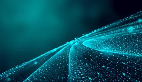 3D abstract digital technology blue particles network on blue background. 스톡 일러스트