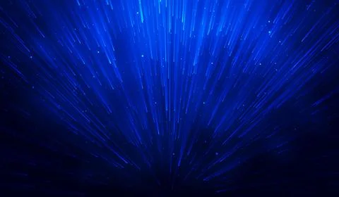 3D abstract digital technology blue light particles network on blue backgroun Stock Illustration