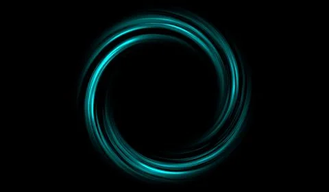 3D abstract digital technology blue light sphere on black background. Stock Illustration