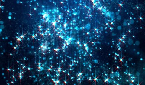 3D abstract digital technology blue light star particles network on blue ba.. Stock Illustration