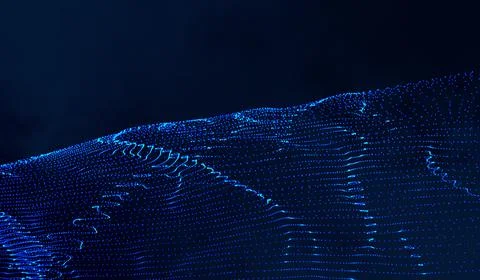 3D abstract digital technology blue light particles network wave on blue ba.. Stock-Illustration