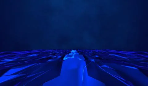 3D abstract digital technology blue light particles network wave on black b.. Stock Illustration