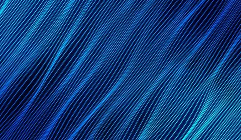 3D abstract digital technology blue light particles network on blue backgroun Stock Illustration