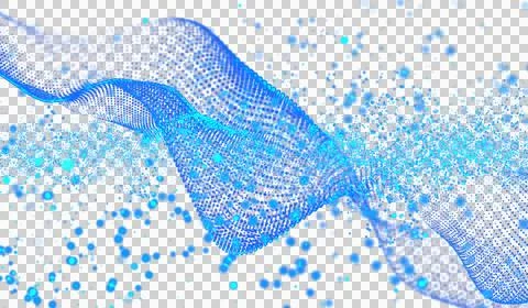 3D abstract digital technology blue light particles wave Stock Illustration