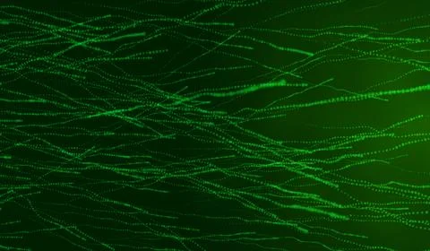 3D abstract digital technology green light particles wave on green background Illustrazione stock