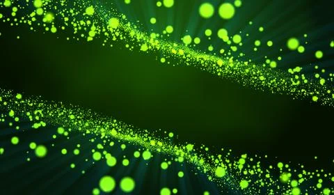 3D abstract digital technology green particles network on green background. 스톡 일러스트
