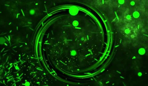 3D abstract digital technology green light sphere on green background. 스톡 일러스트