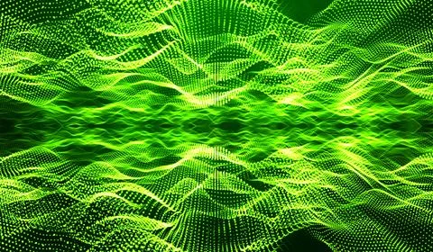 3D abstract digital technology green light particles network on green backg.. 스톡 일러스트