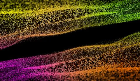 3D abstract digital technology multicolor particles network on black backgr.. Иллюстрация