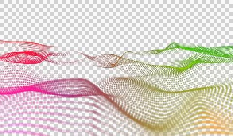 3D abstract digital technology multicolored light particles wave Stock Illustration