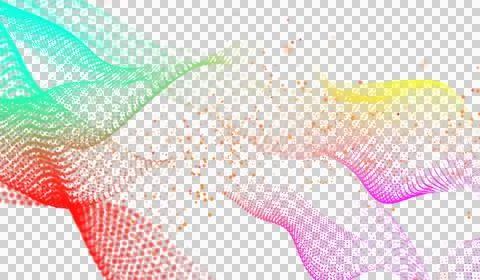 3D abstract digital technology multicolored light particles wave Stockillustratie