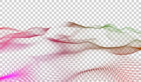 3D abstract digital technology multicolored light particles wave Illustrazione stock