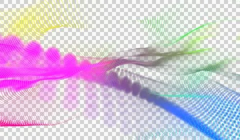 3D abstract digital technology multicolored light particles wave Illustrazione stock