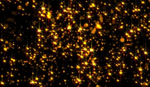 3D abstract digital technology orange light star particles network on black.. Stock Illustration